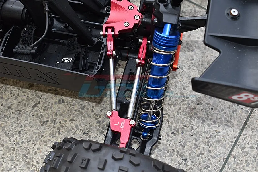 GPM Red Aluminium 1/5 Kraton 8S Rear Tie Rods w/ Stabiliser image 61955