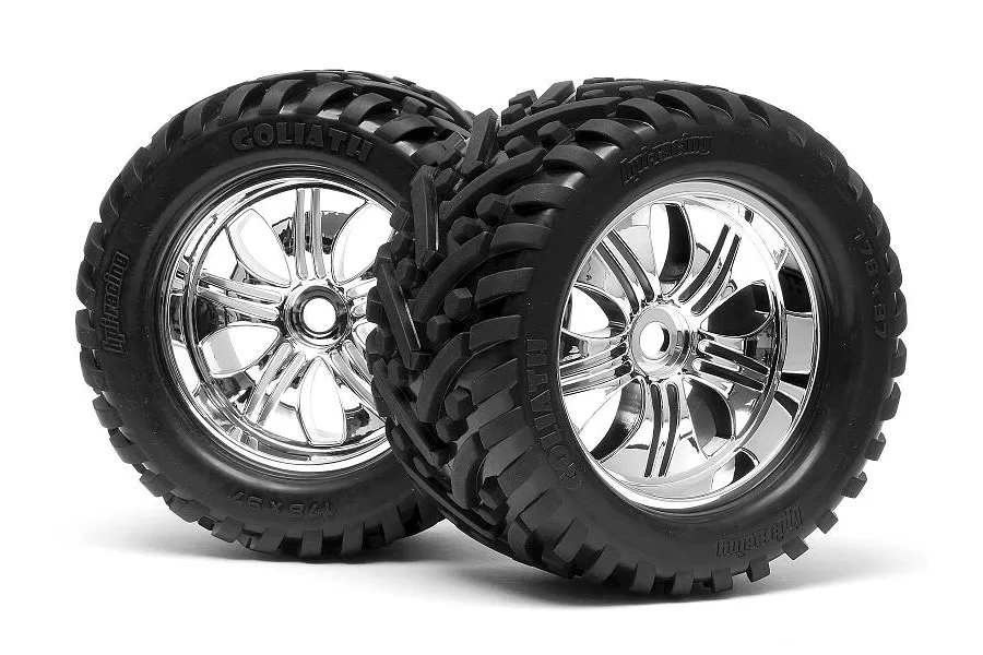 HPI 4.2&amp;quot; Savage Goliath Tyres on Chrome Tremor Rims - Glued Wheels 2Pcs image 6202