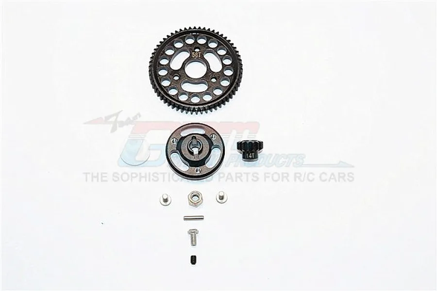GPM HD Steel 14T/58T Pinion &amp;amp; Spur Gear Set w/ Black Aluminium Slipper Adapter image 62071