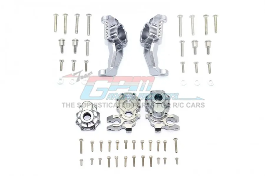 GPM Silver Aluminium Front Portal Steering Hubs &amp;amp; Hub Carrier Set image 62192