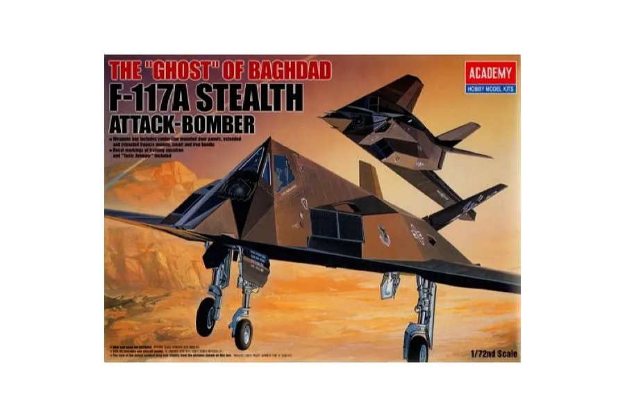 Academy 1/72 F117A Stealth Fighter Bomber 2107 Scaled Plastic Model Kit image 1