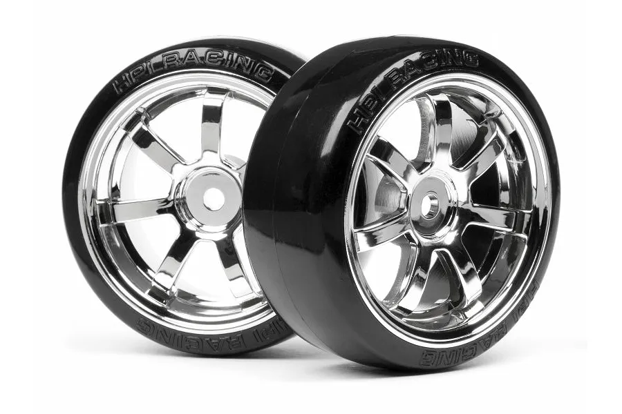 HPI 1.9&amp;quot; T-Drift Tyres on Chrome Rays 57S-Pro Rims - Wheels 2pcs image 6227