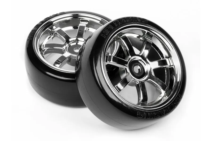 HPI 1.9&amp;quot; T-Drift Tyres on Chrome Rays 57S-Pro Rims - Wheels 2pcs image 6230