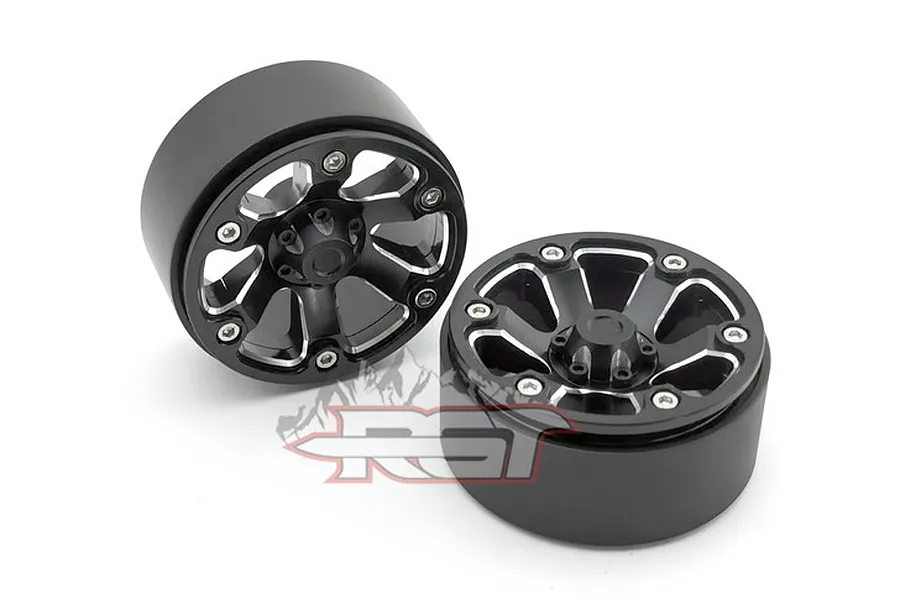 RGT 1.9&amp;quot; Black Aluminium Beadlock 6 Spoke Rims 2Pcs image 62878
