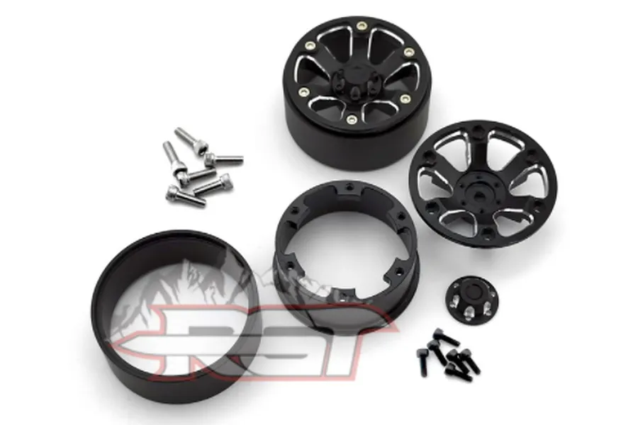 RGT 1.9&amp;quot; Black Aluminium Beadlock 6 Spoke Rims 2Pcs image 62879