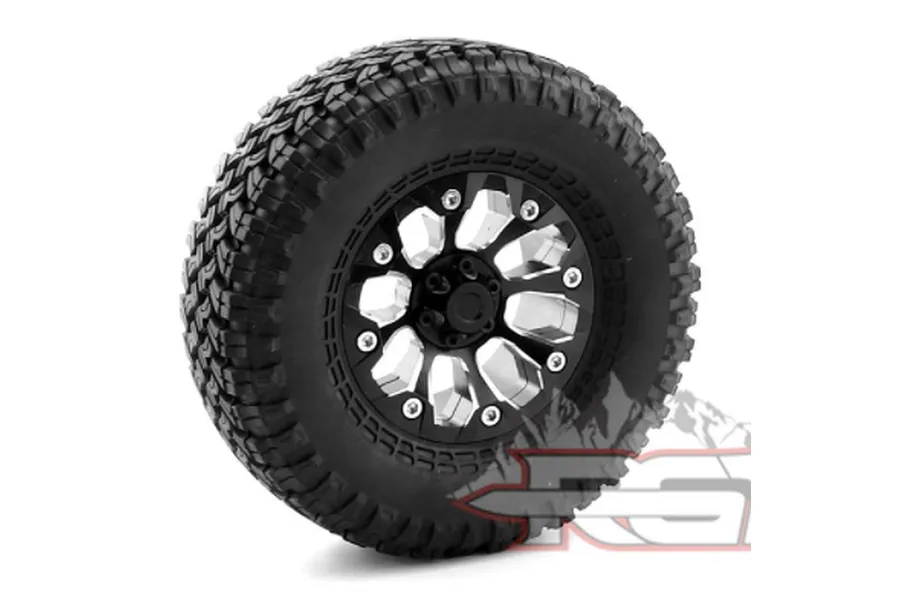 RGT 1.9&amp;quot; Black Aluminium Beadlock 8 Spoke Rims 2Pcs image 62883