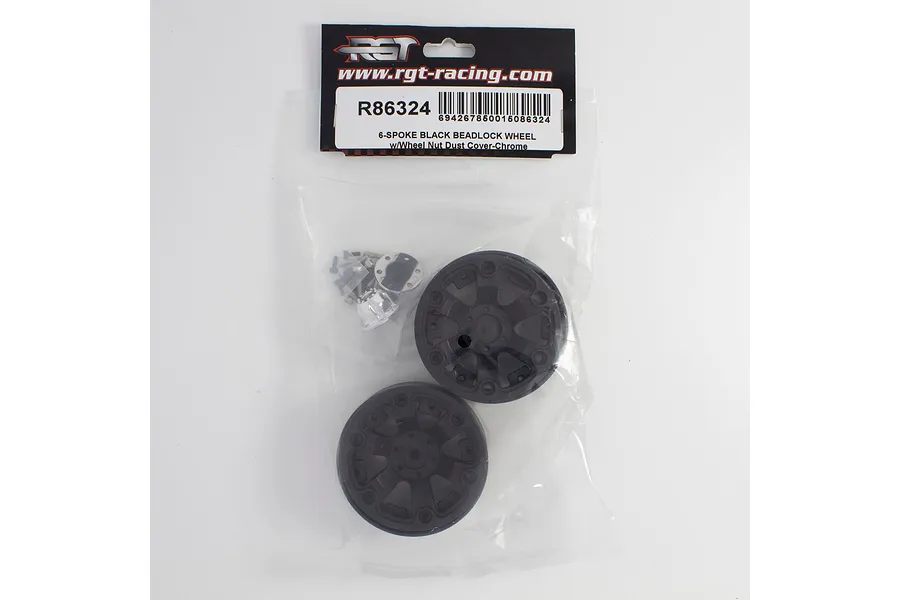 RGT 1.9&amp;quot; Black Beadlock 6 Spoke Rims 2Pcs image 62884