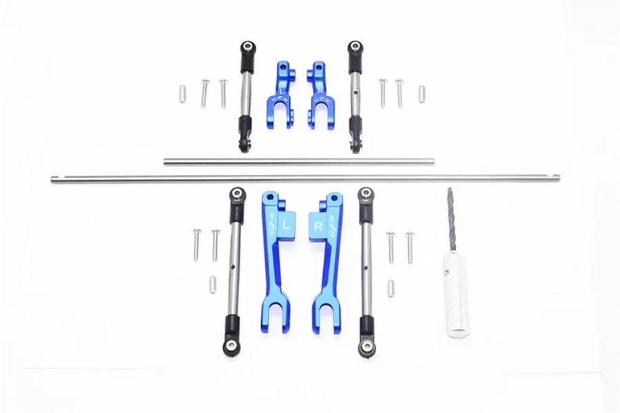 GPM Stainless Steel Front &amp;amp; Rear Sway Bars w/ Steel Turnbuckles &amp;amp; Blue Aluminium Sway Bar Arms 11Pcs image 63387