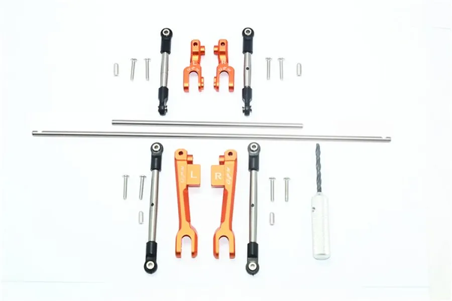 GPM Stainless Steel Front &amp;amp; Rear Sway Bars w/ Steel Turnbuckles &amp;amp; Orange Aluminium Sway Bar Arms 11Pcs image 63388