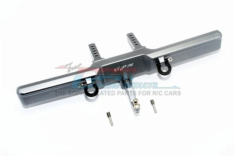 GPM Grey Silver Aluminium Rear Bumper w/ D-Rings &amp;amp; Drop Hitch image 63592