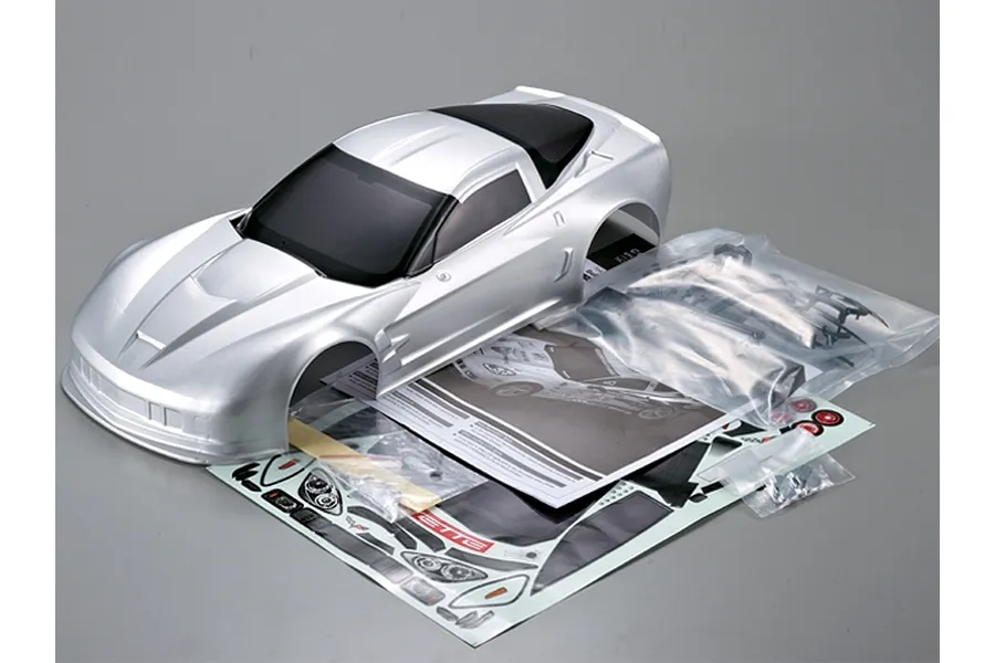 Killerbody 1/10 Corvette GT2 Silver Painted Body Shell w/ Decal Sheet image 63766