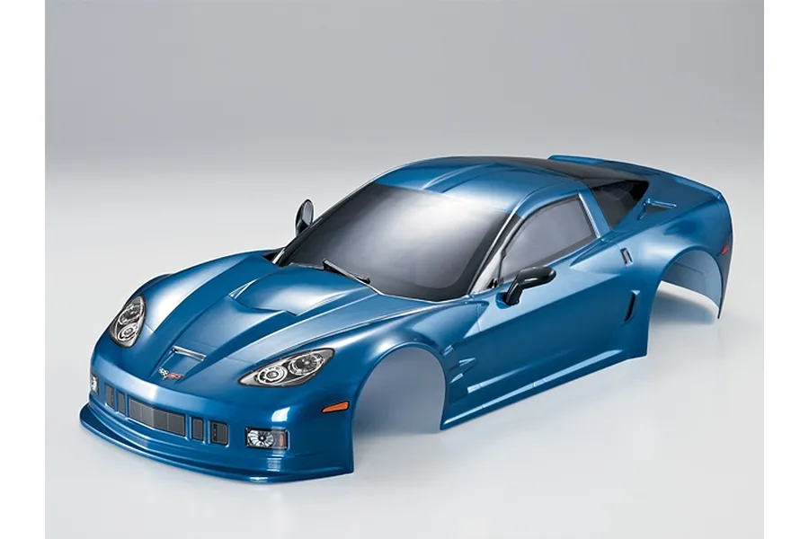 A metallic blue Killerbody 1/10 scale Corvette GT2 RC car body shell shown from a high angle against a plain white background.