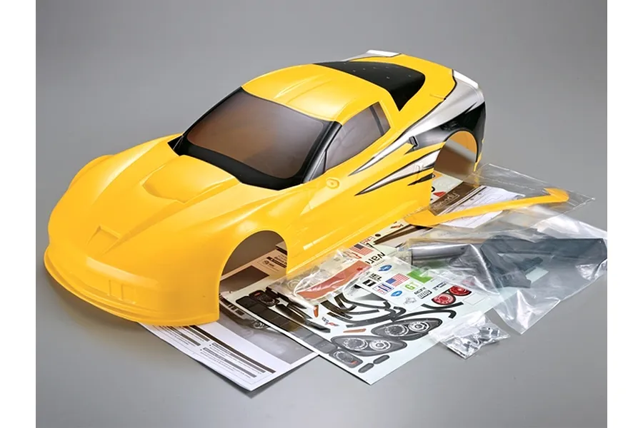 Killerbody 1/7 Corvette GT2 Yellow Painted Body Shell w/ Decals image 63782