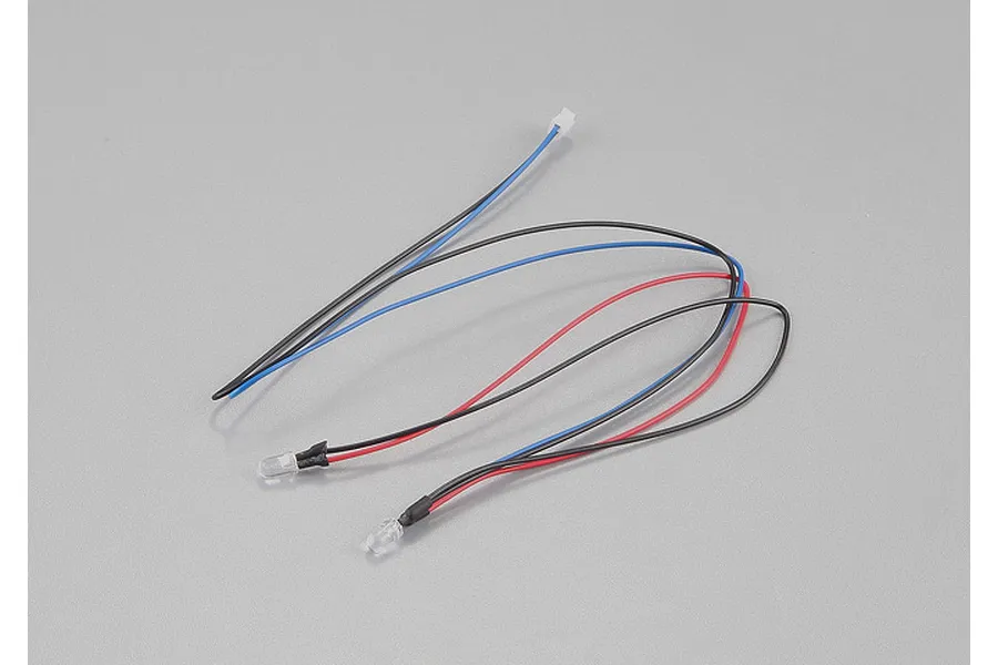 Killerbody 5mm LED light unit set featuring two clear LED bulbs connected by red and black wires to a small white connector plug.