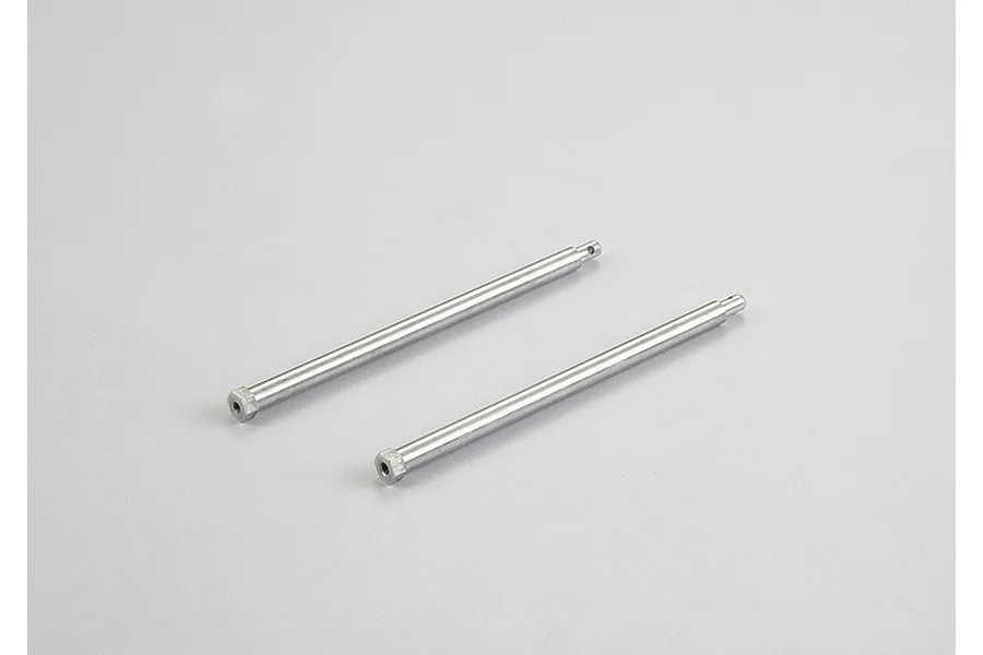 Two silver-coloured cylindrical aluminium body mount posts for an RC car, shown against a plain white background.