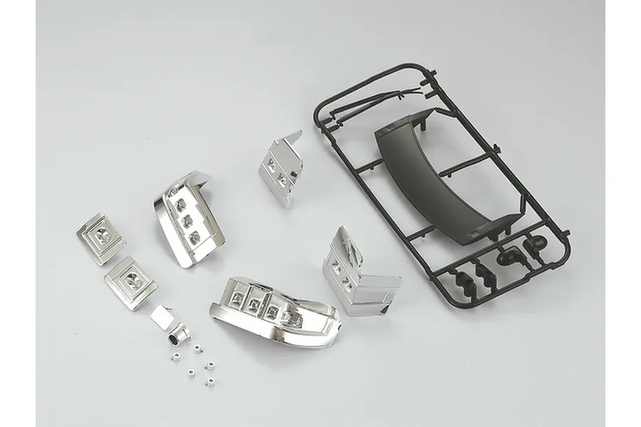 Killerbody 1/10 scale Alfa Romeo SZ plastic parts set including chrome-plated light buckets and a black plastic sprue frame.
