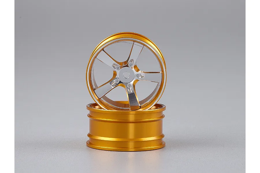 Killerbody 1.9&amp;quot; Gold/Silver Aluminium Camaro 5 Spoke T-Drift Rims 2Pcs image 63994