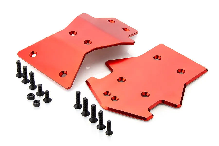 Rovan 5IVE-T Red Aluminium Front &amp;amp; Rear Chassis Skid Plates w/ Mounting Hardware image 64165