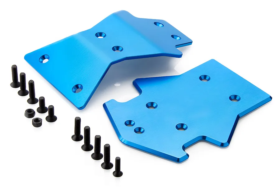 Rovan 5IVE-T Blue Aluminium Front &amp;amp; Rear Chassis Skid Plates w/ Mounting Hardware image 64166