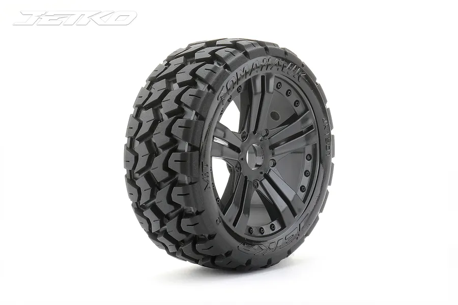 Jetko 3.3&amp;quot; Ex-Tomahawk Medium Soft Belted Buggy Tyres on Black Claw Rims - Glued Wheels 2Pcs image 64595