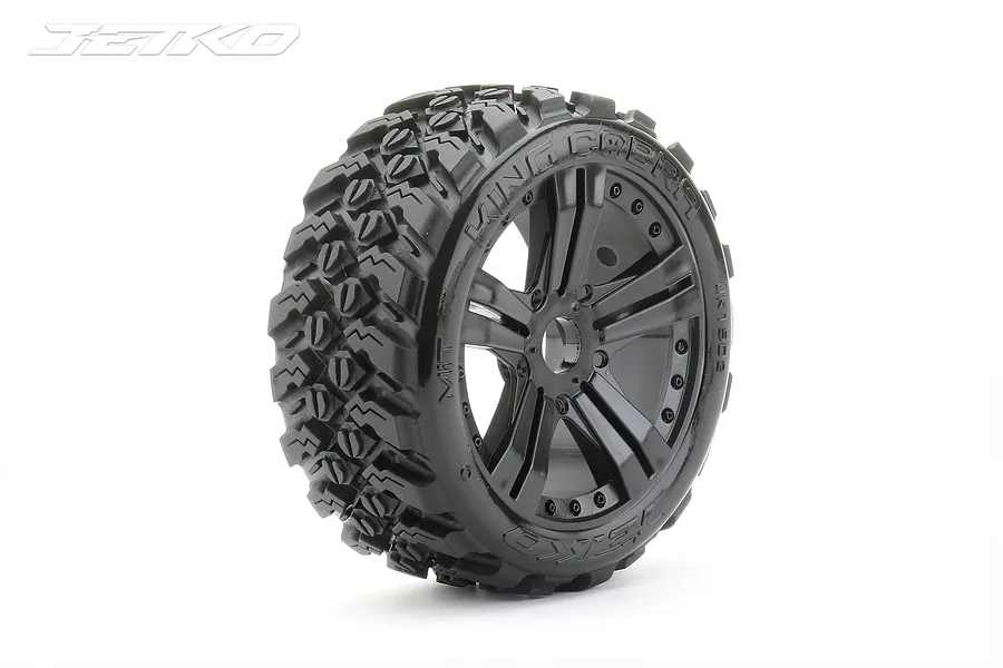 Jetko 3.3&amp;quot; Ex-King Cobra Medium Soft Belted Tyres On Black Claw Rims - Glued Wheels 2Pcs image 64597