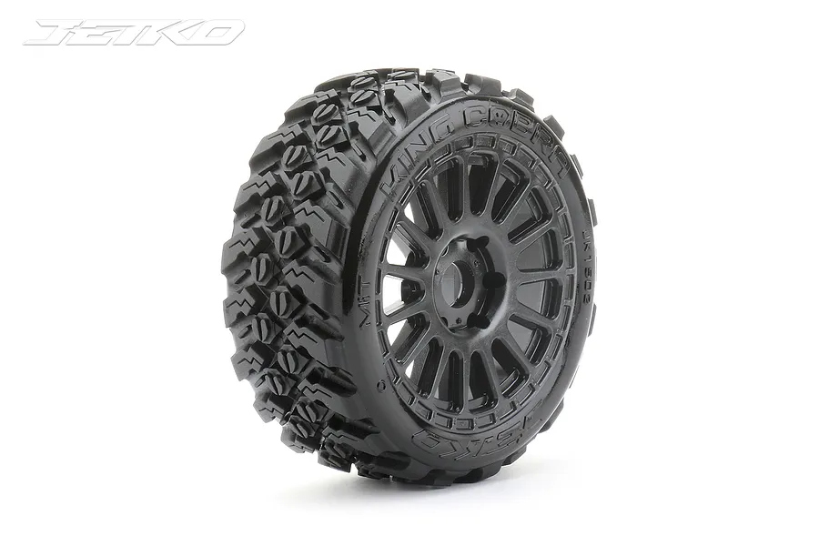 Jetko 3.3&amp;quot; Ex-King Cobra Medium Soft Belted Tyres On Black Radial Rims - Glued Wheels 2Pcs image 64598