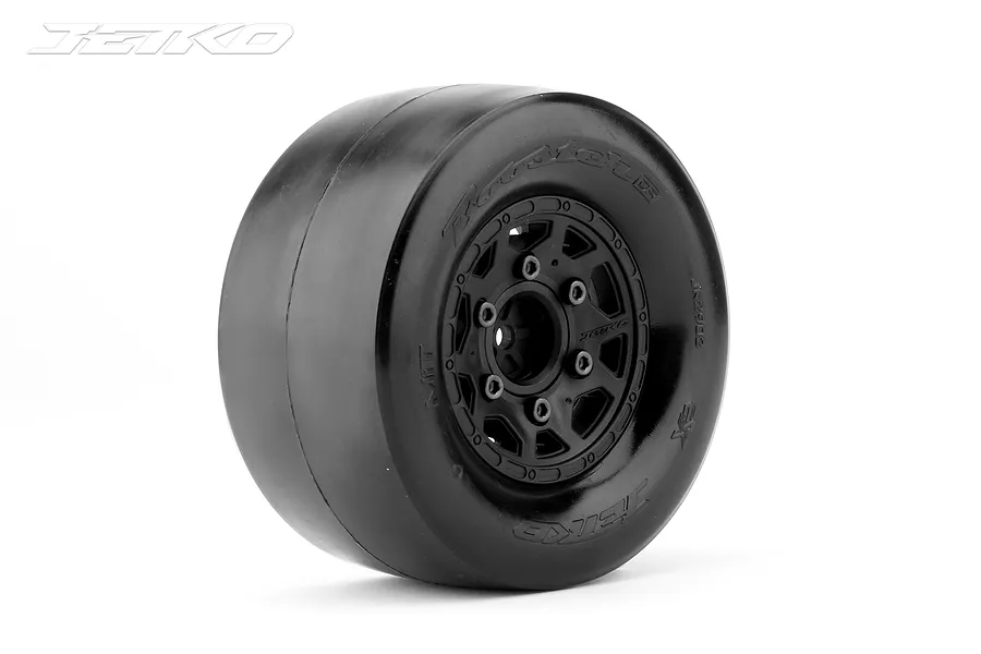 Jetko 1/10 Dr Booster Rear Tyres On Black Claw Rims w/ Super Soft Inserts, 12mm, Narrow 2Pcs image 64620