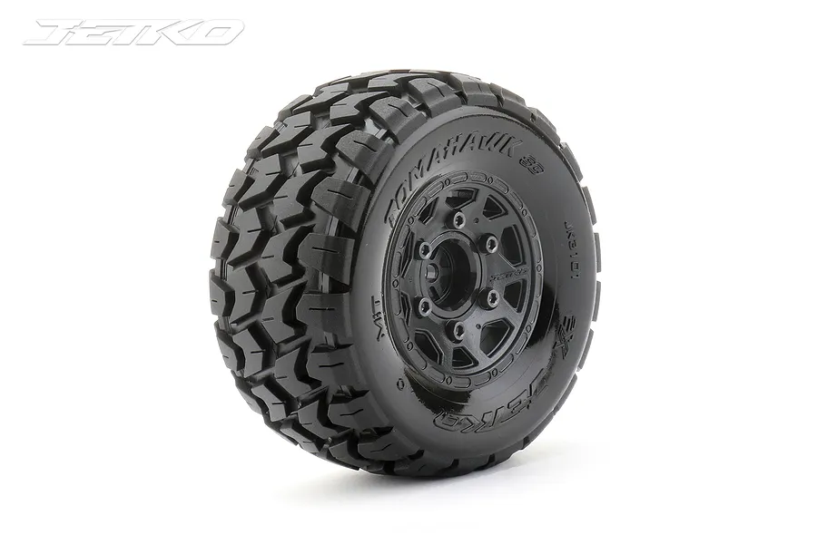 Jetko 1/10 Sc Ex-Tomahawk Tyres On Black Claw Rims w/ Medium Soft Inserts, 12mm, Narrow 2Pcs image 64626