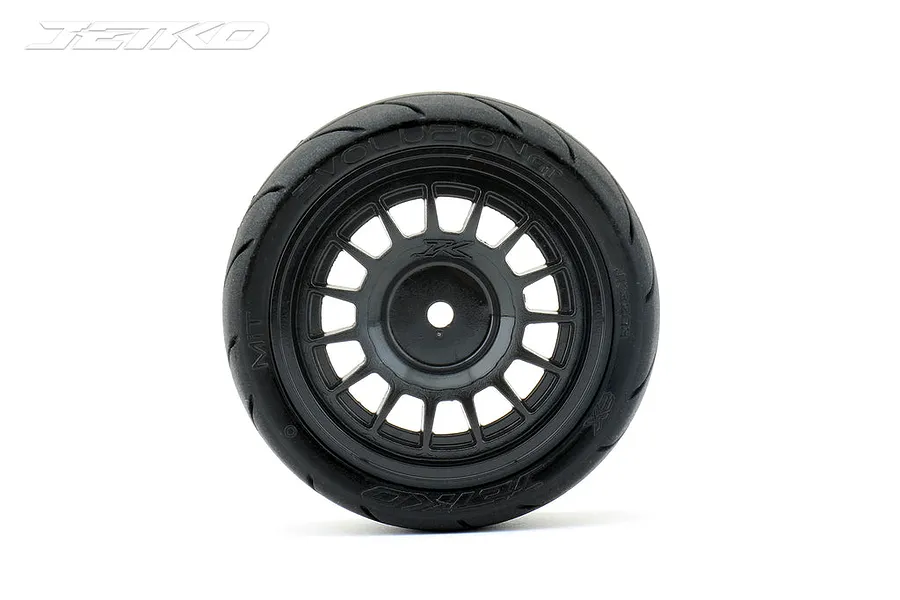 Jetko 1.9&amp;quot; GT Evolution Medium Soft Tyres on Black Radial Rims - Glued Wheels 4Pcs image 64630