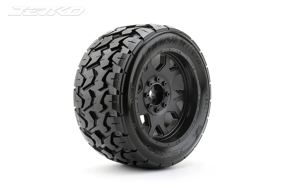 Jetko 1/5 Xmt Ex-Tomahawk Tyres On Black Claw Rims w/ Medium Soft Inserts, 24mm For Arrma 2Pcs image 64635