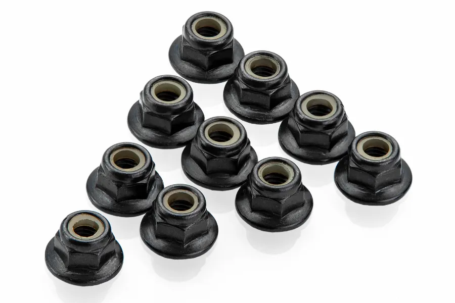 Losi Silver Aluminium 5mm Flanged Serrated Nyloc Nuts 10Pcs image 65178