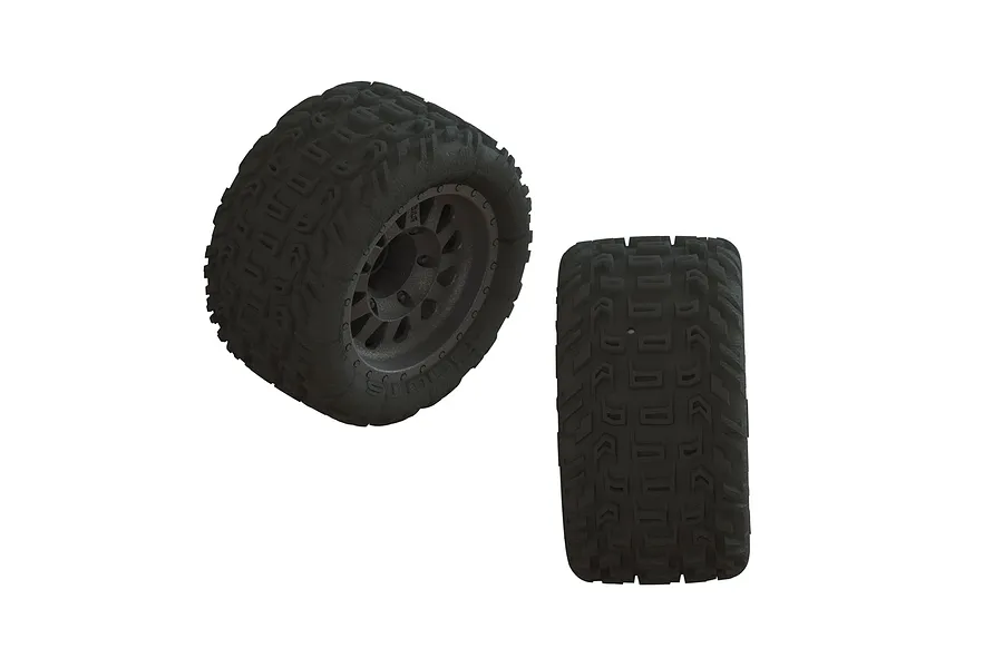 ARRMA 2.8&amp;quot; dBoots Katar MT Tyres on Gunmetal Rims - Glued Wheels 2Pcs image 65181