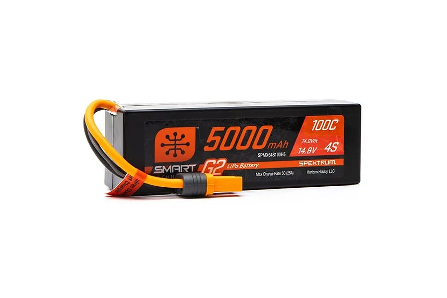 Spektrum 14.8V 5000mAh 100C Smart G2 Hard Case LiPo Battery w/ Smart Technology image 65326