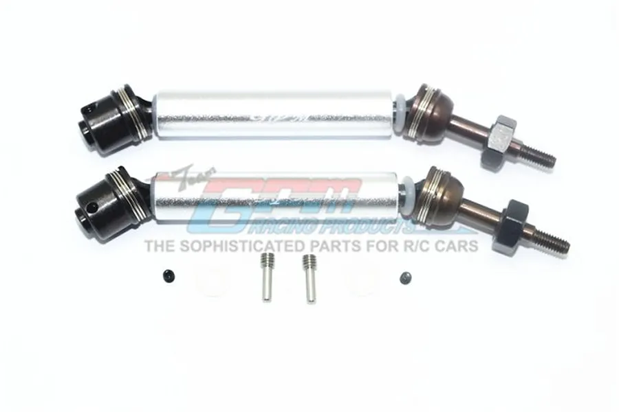 GPM Silver Hardened Steel &amp;amp; Aluminium Rear Universal CVD Drive Shafts 2Pcs w/ Spring Steel Wheel Hexes image 65341