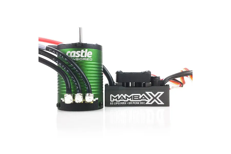 Castle Creations 1406-7700Kv 4-Pole Sensored Brushless Motor &amp;amp; Mamba X 120A Waterproof 6S ESC Combo image 65349