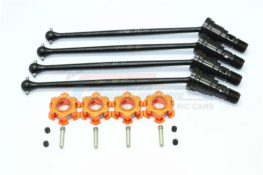 GPM Harden Steel Traxxas 8S X-Maxx Front &amp;amp; Rear CVD Complete Set w/ Orange Aluminium Hexes image 65354