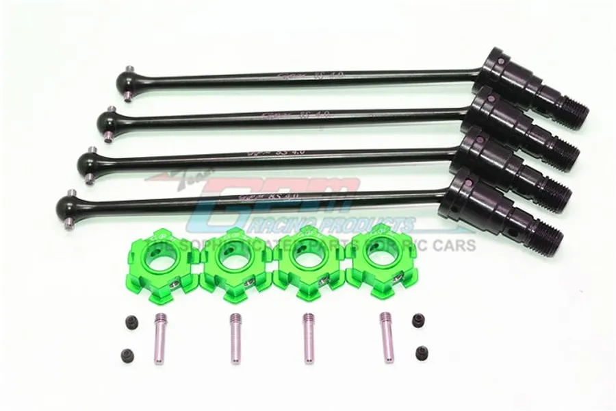 GPM Harden Steel Traxxas 8S X-Maxx Front &amp;amp; Rear CVD Complete Set w/ Green Aluminium Hexes image 65355