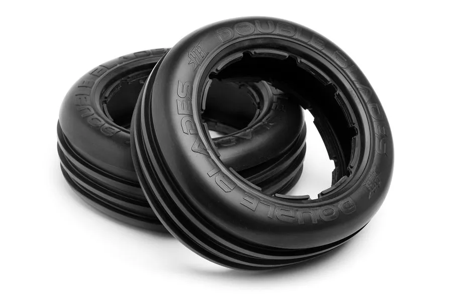 HPI 4.7/5.5&amp;quot; Baja 5T/5SC Front Double Blades (White Compound) Tyres 2Pcs image 65426