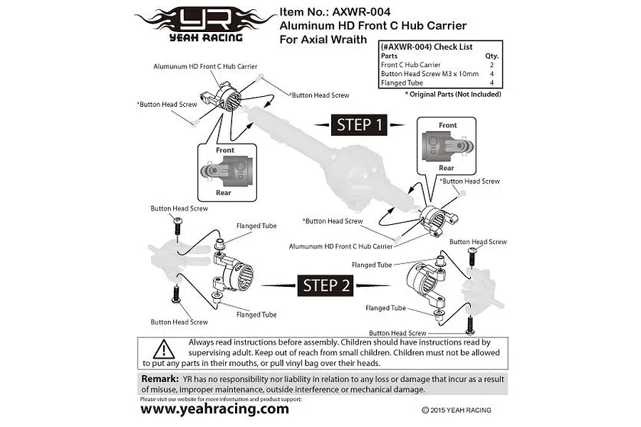 Yeah Racing 1/10 Axial Wraith Aluminium HD Front C-Hubs 2Pcs image 4