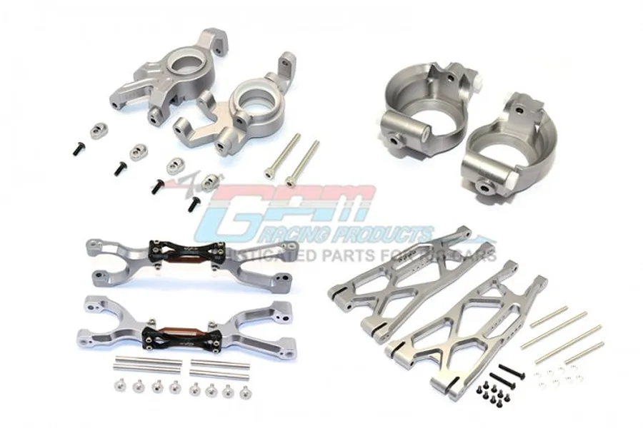GPM Grey Silver Aluminium X-Maxx Suspension &amp;amp; Drive Train Upgrade Set 52Pcs image 65555