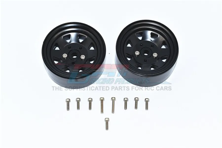GPM Black Aluminium 1.9&amp;quot; 7 Spoke Black Beadlock Rims 2Pcs image 2