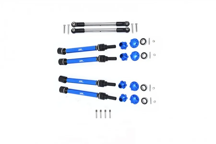 GPM Blue Hardened Steel &amp;amp; Aluminium Drive Train Upgrade Set w/ Stainless Steel Adjustable Front Steering Tie Rods image 65729