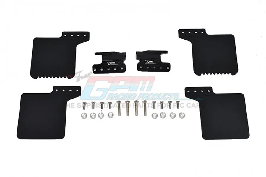 GPM Black Front Mud Flaps w/ Black Aluminium Mounts Set image 2