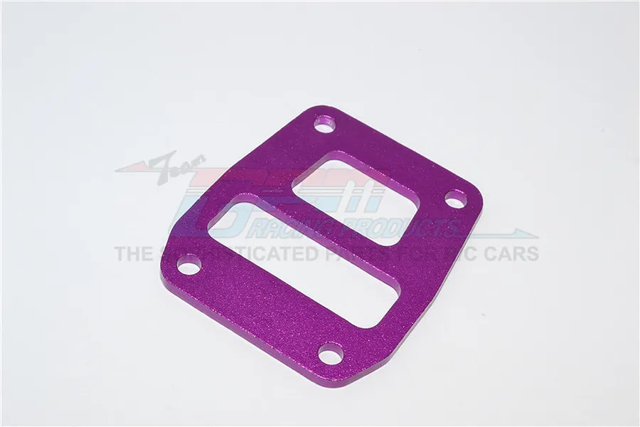 A purple anodized aluminium centre differential plate for RC cars, featuring a rectangular shape with rounded corners and two internal cutouts.