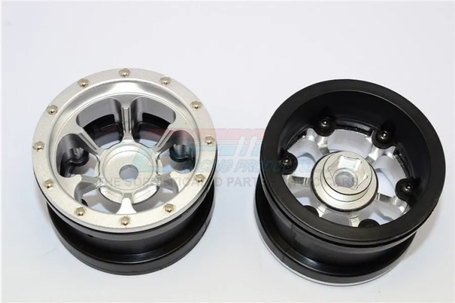 GPM Silver Aluminium 2.2&amp;quot; 6 Spoke Beadlock Rims 2Pcs image 65895