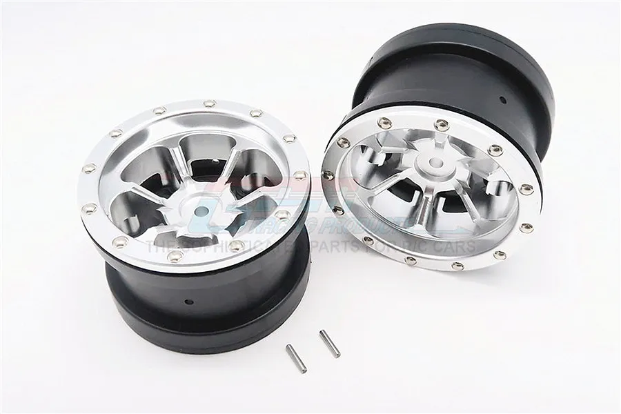 GPM Silver Aluminium 2.2&amp;quot; 6 Spoke Beadlock Rims 2Pcs image 65903