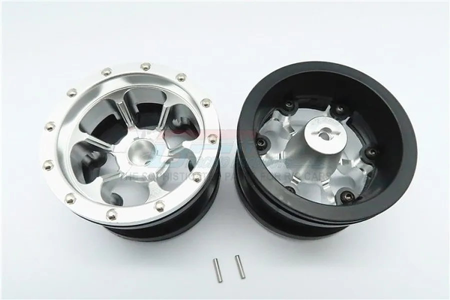 GPM Silver Aluminium 2.2&amp;quot; 6 Spoke Beadlock Rims 2Pcs image 1