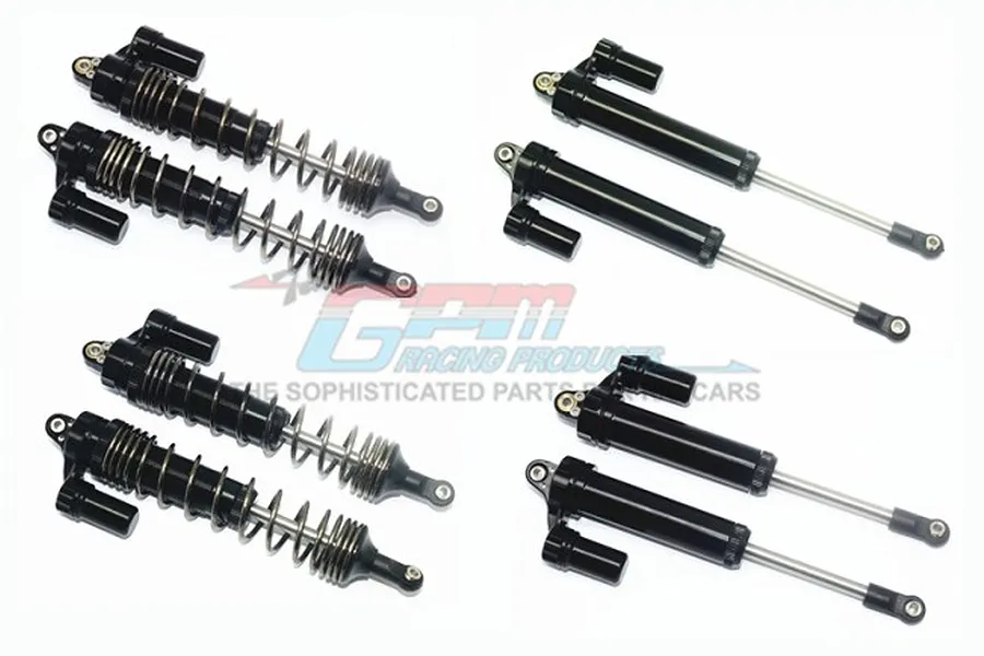 GPM Black Aluminium Front &amp;amp; Rear L-Shape Piggyback Shocks 8Pcs image 65994