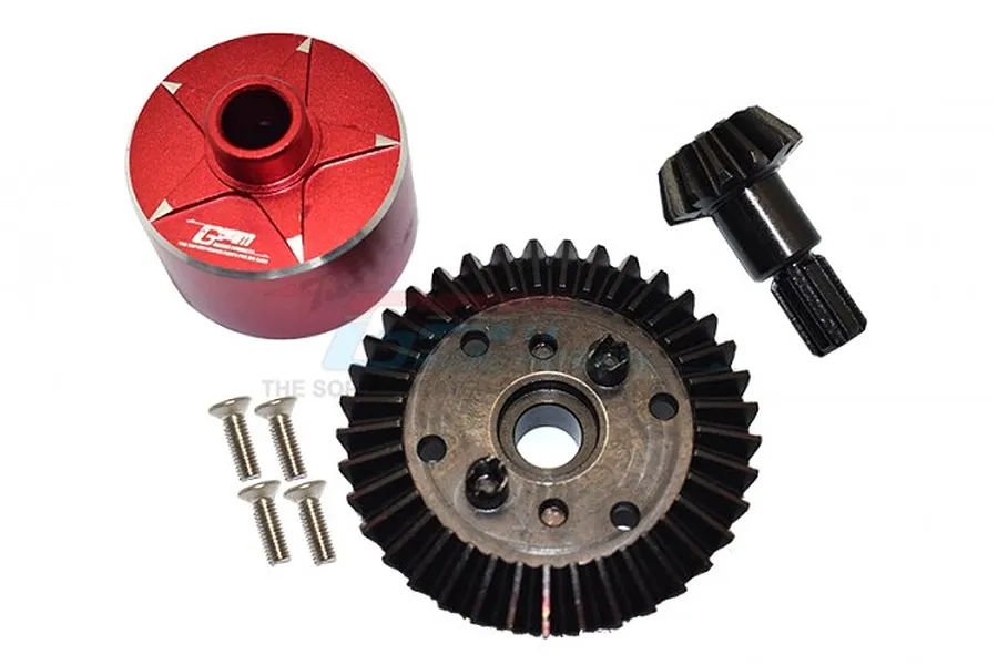 GPM Carbon Steel 37T Ring Gear &amp;amp; 13T Pinion Gear Set w/ Red Aluminium Differential Case image 66012