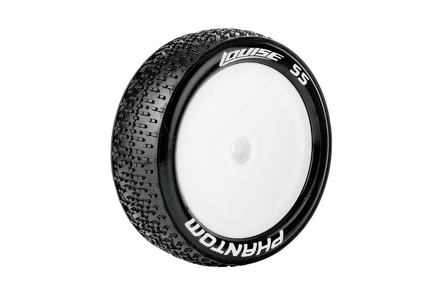 Louise 2.2&amp;quot; Front E-Phantom Soft Compound Tyres on White Dish Rims - Glued Buggy Wheels 2Pcs image 66241